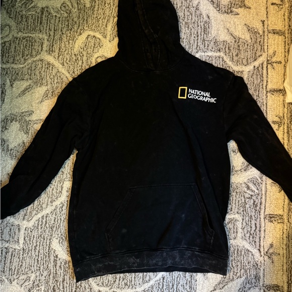 National Geographic Tops - National Geographic Black Hoodie with Yellow Logo